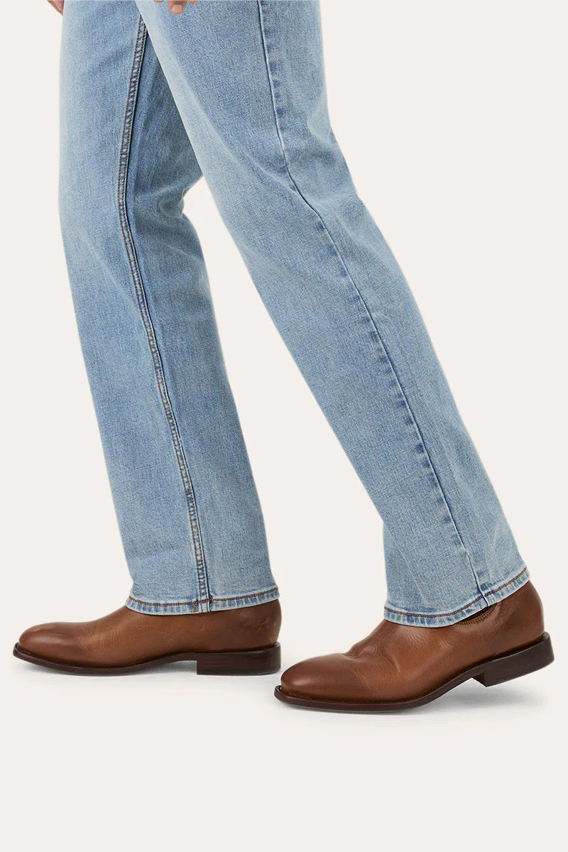 Muster Mens Slim Straight Fit Mid Rise Jeans - Light Blue
