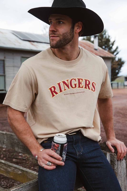 Princeton Men’s Loose fit T-Shirt - Dark Sand / Red