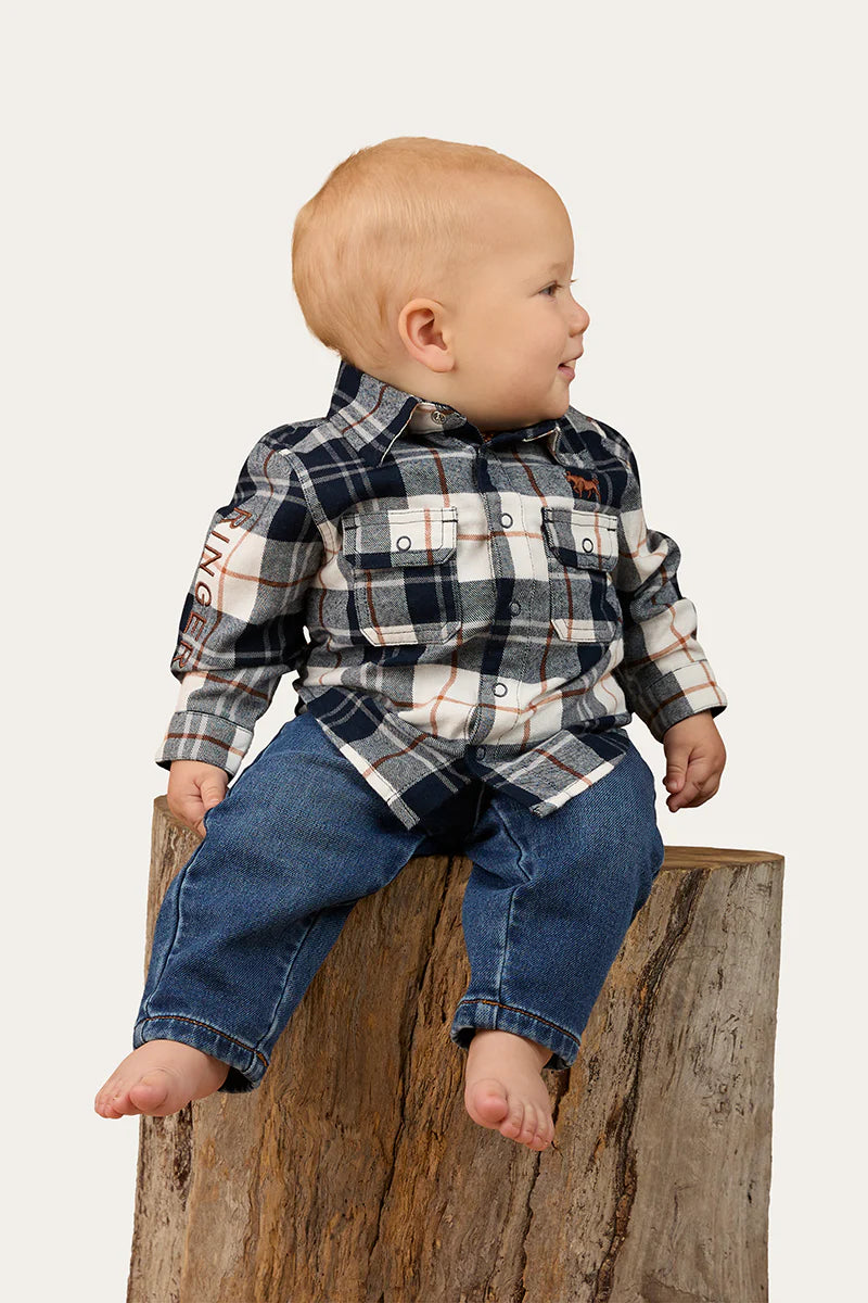 Rory Babies Flannel Shirt - Navy/Tobacco