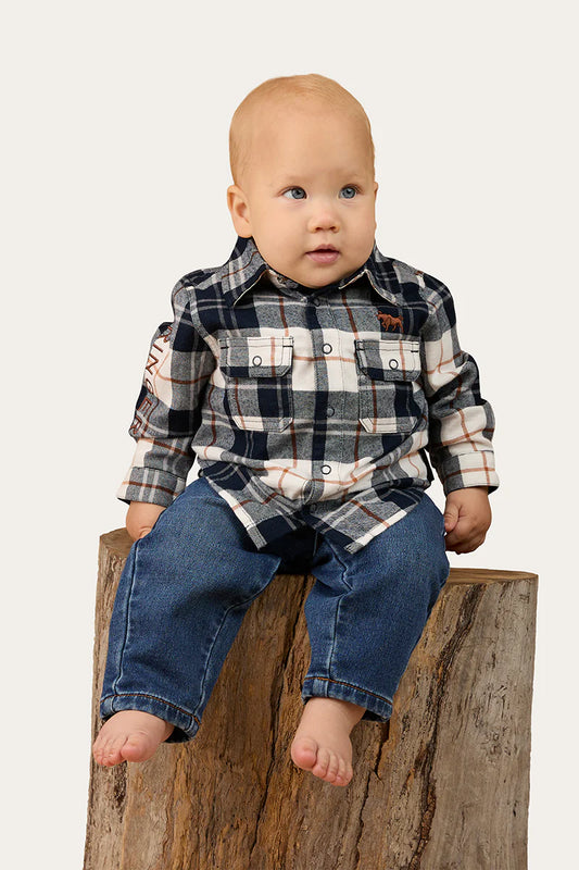 Rory Babies Flannel Shirt - Navy/Tobacco