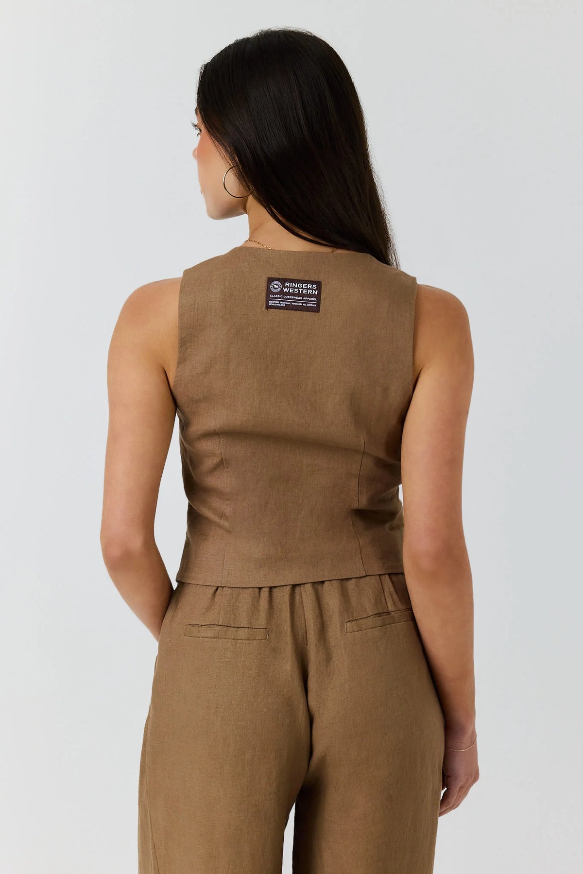 Zahra Women’s Linen Vest - Caramel