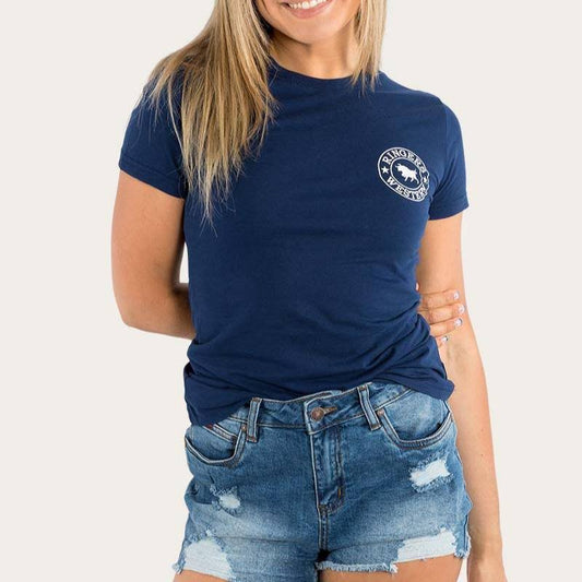 Signature Bull Womens FITTED T-Shirt - Navy with White Print