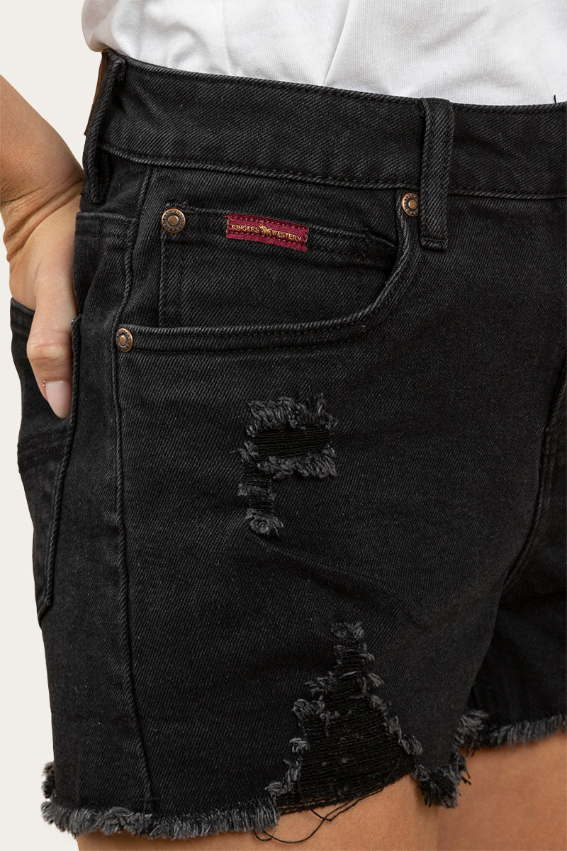 Jessie Womens Mid Rise Ripped Denim Short