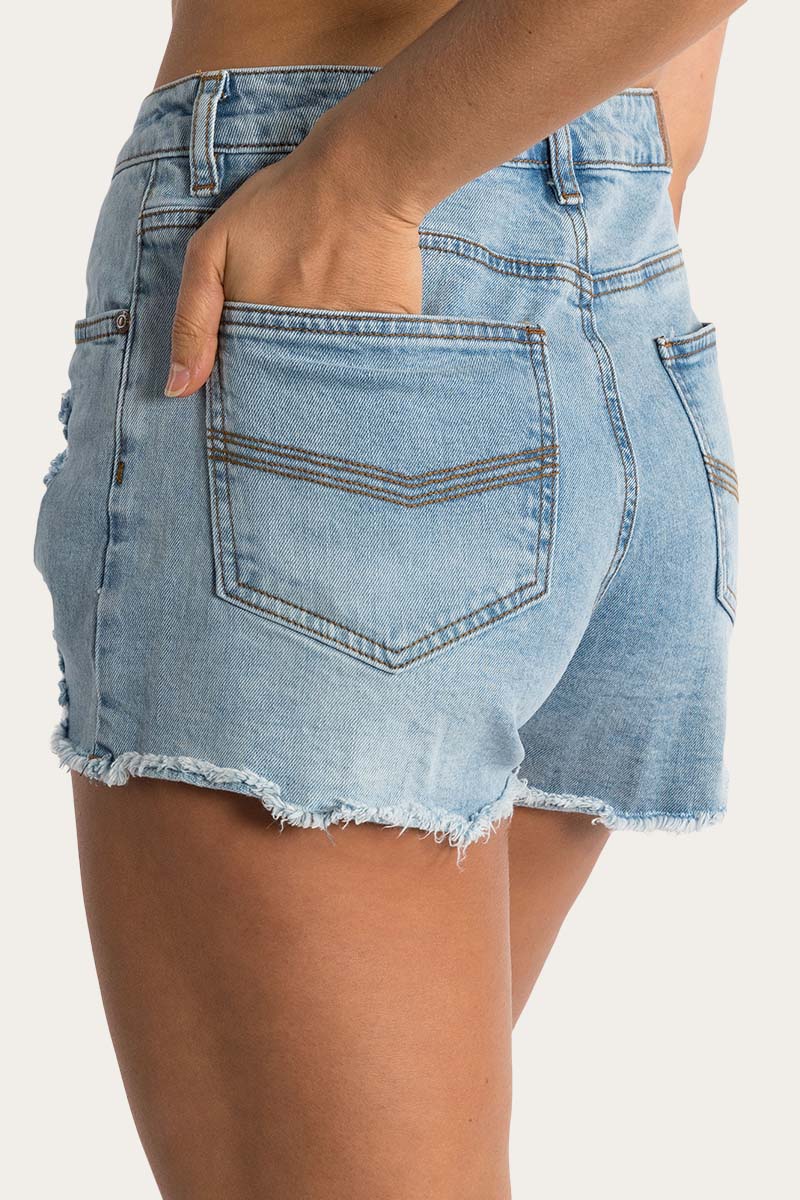 Jessie Womens Mid Rise Ripped Denim Short
