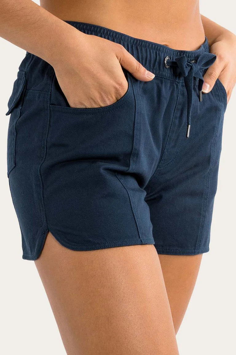 Tora Womens Heavy Weight Ruggers - Dark Navy with Camel