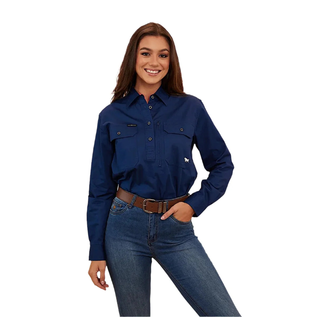 Herefords Women’s Half Button Navy/Melon