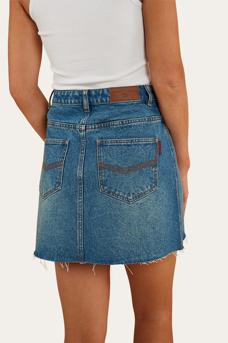 Venice Women’s Denim Skirt-Mid Wash Blue