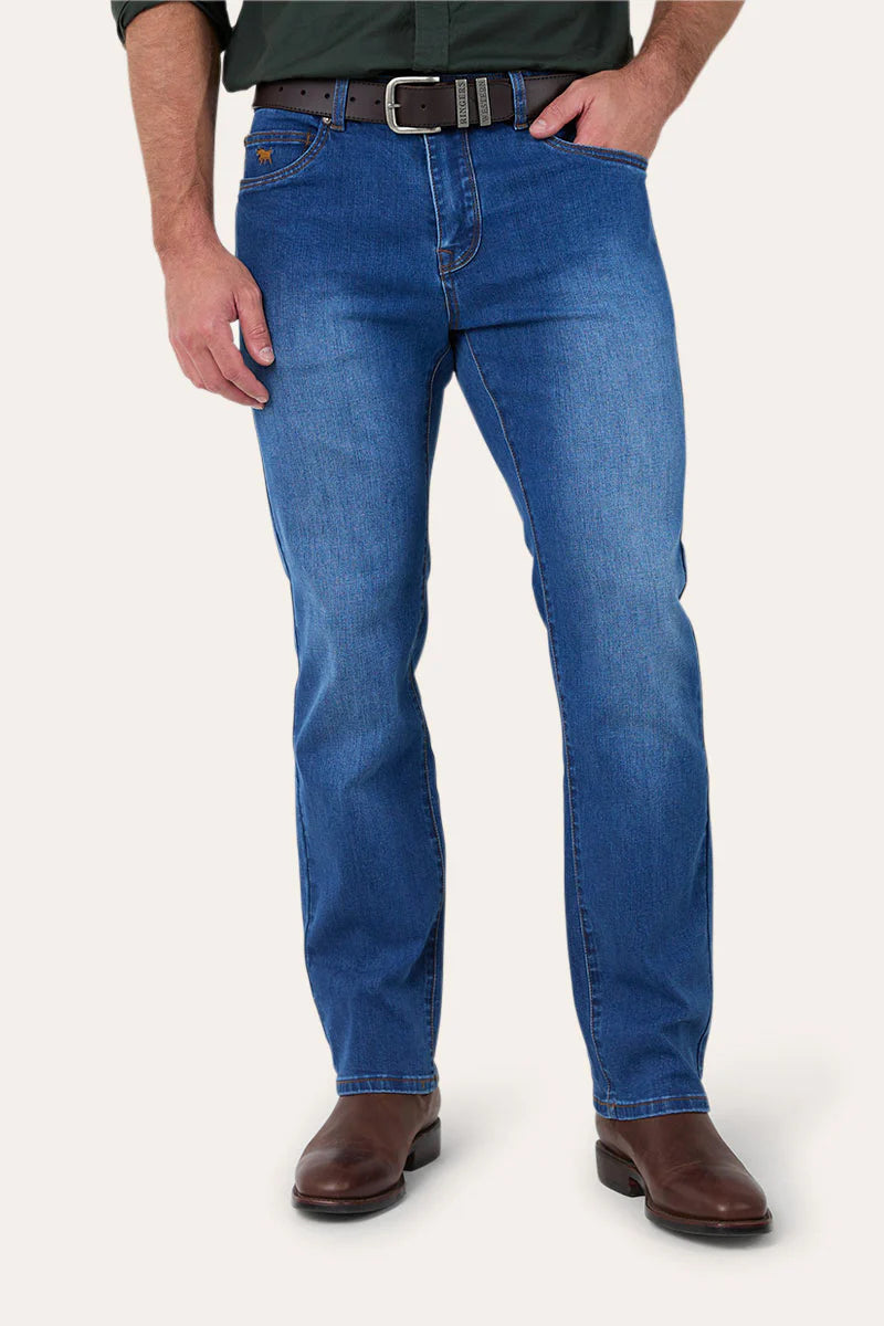 Mitchell Mens Straight Leg Jeans - Mid Blue