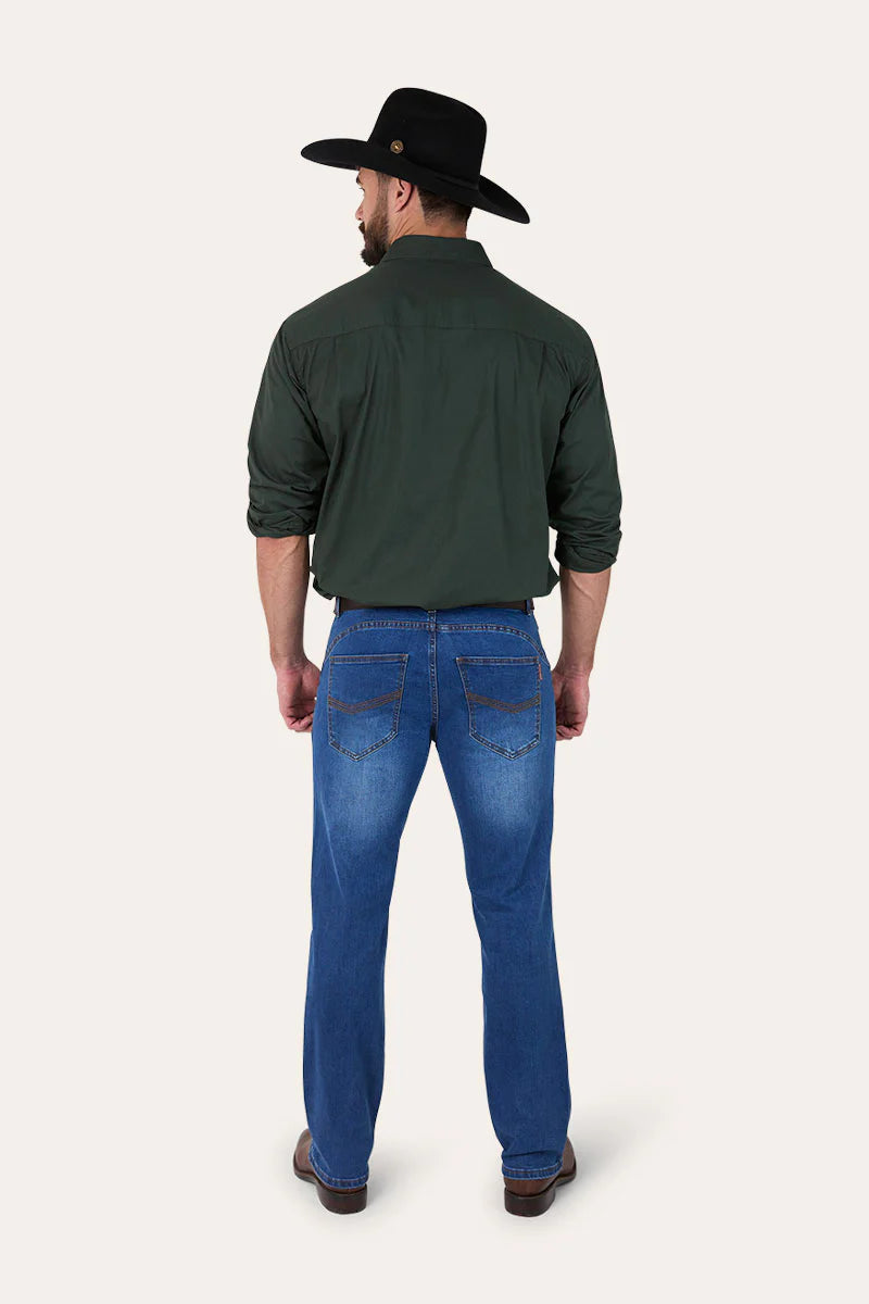 Mitchell Mens Straight Leg Jeans - Mid Blue