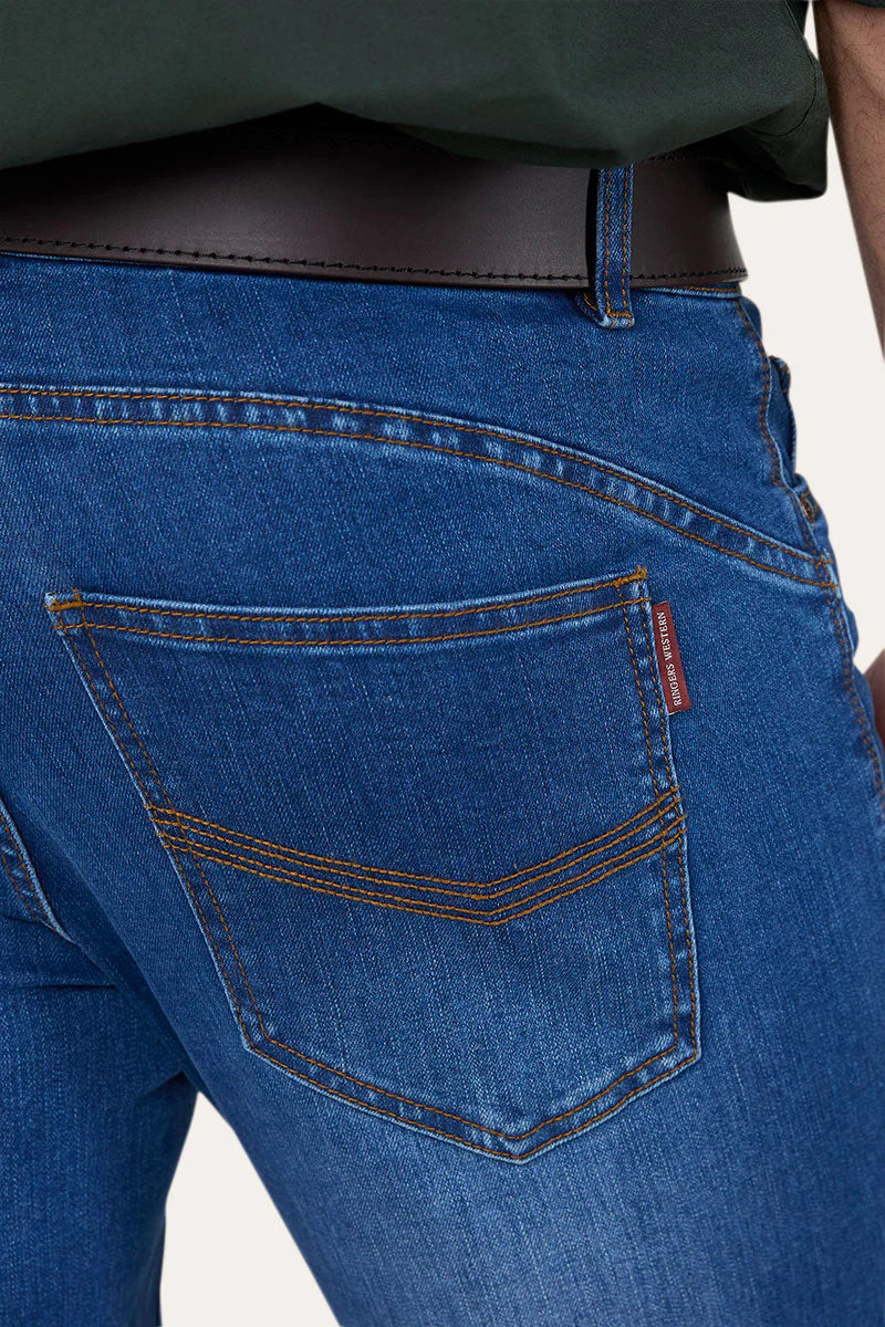 Mitchell Mens Straight Leg Jeans - Mid Blue