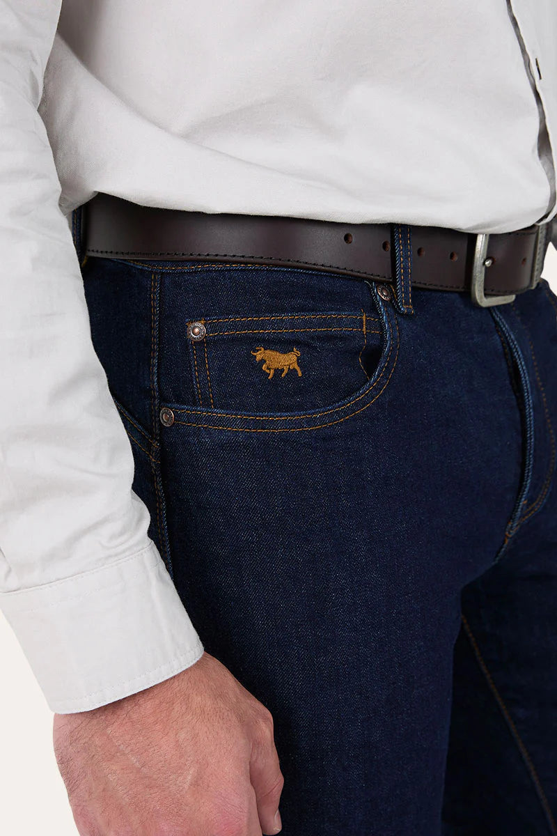 Mitchell Mens Straight Leg Jeans - Dark Blue