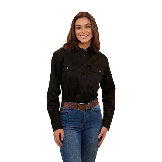 Herefords Women’s Half Button Black/ Melon