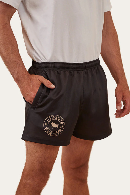 Unisex Ringers Footy Shorts - Black