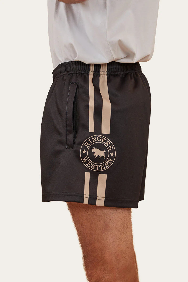 Unisex Ringers Footy Shorts - Black