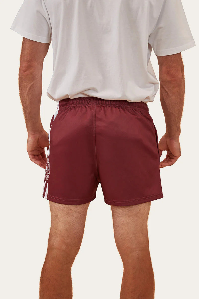 Unisex Ringers Footy Shorts - Burgundy