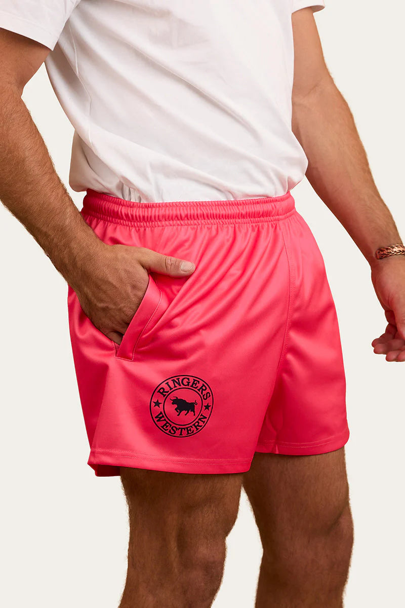 Unisex Ringers Footy Shorts - Melon
