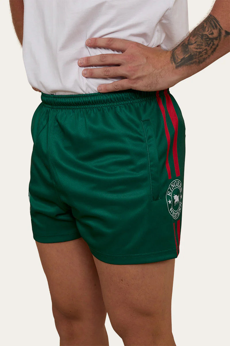 Unisex Ringers Footy Shorts - Lake Green