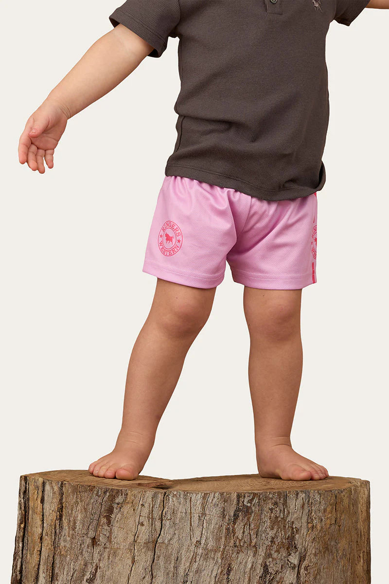 Ringers Babies Footy Shorts - Pastel Pink/Candy