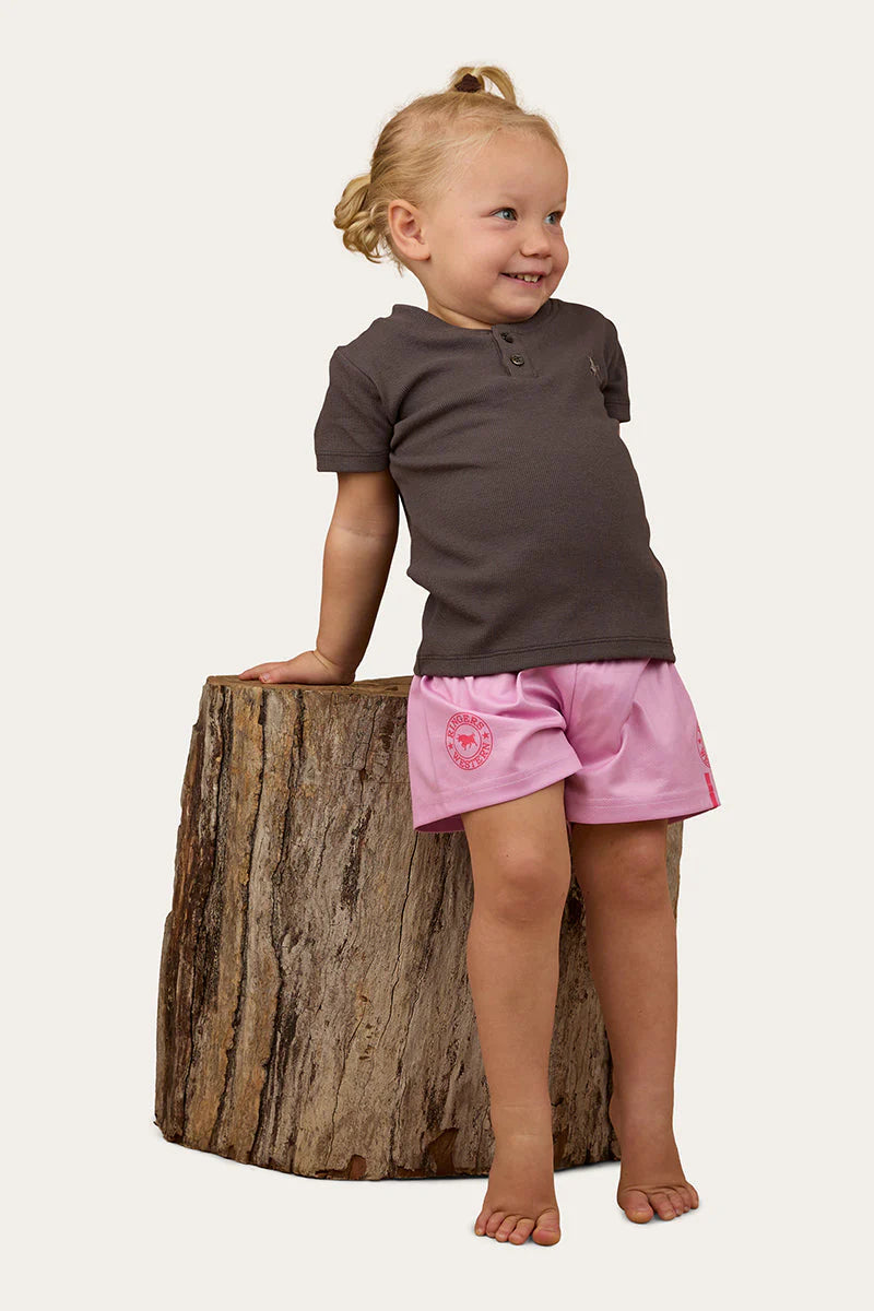 Ringers Babies Footy Shorts - Pastel Pink/Candy