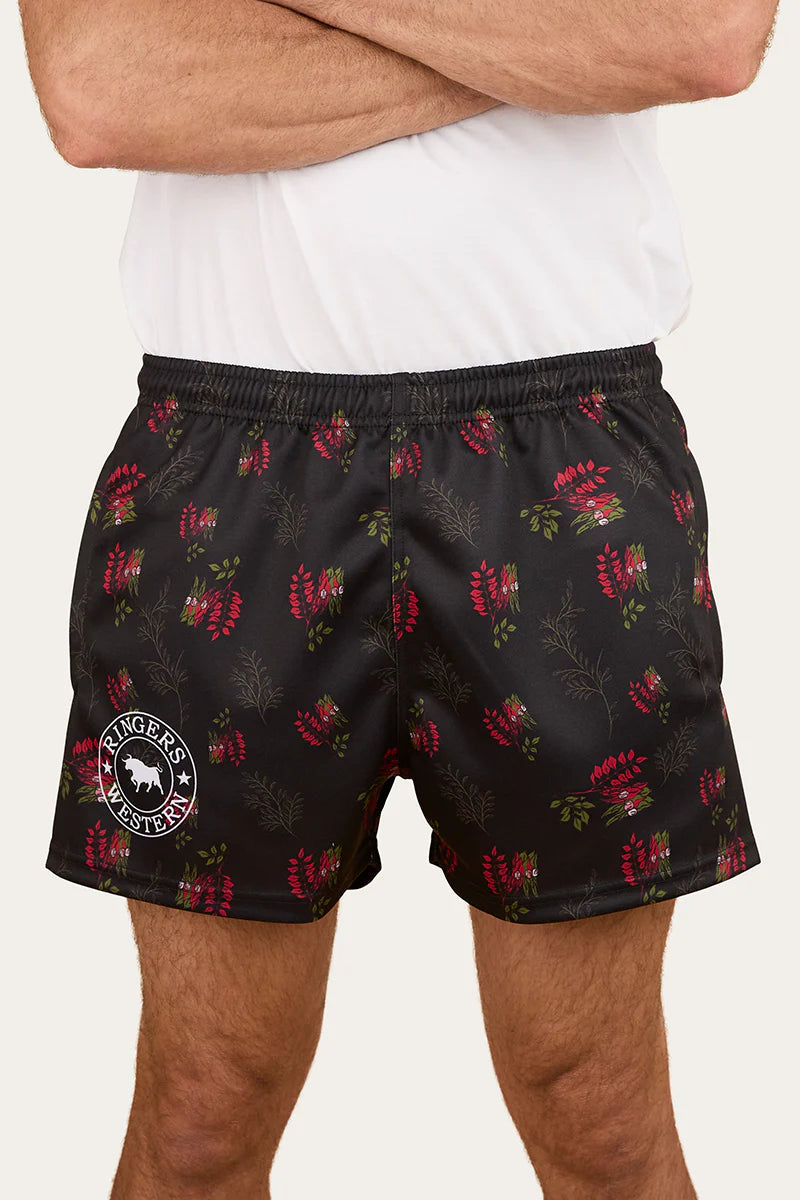 Unisex Rose Of The Desert Footy Shorts - Black