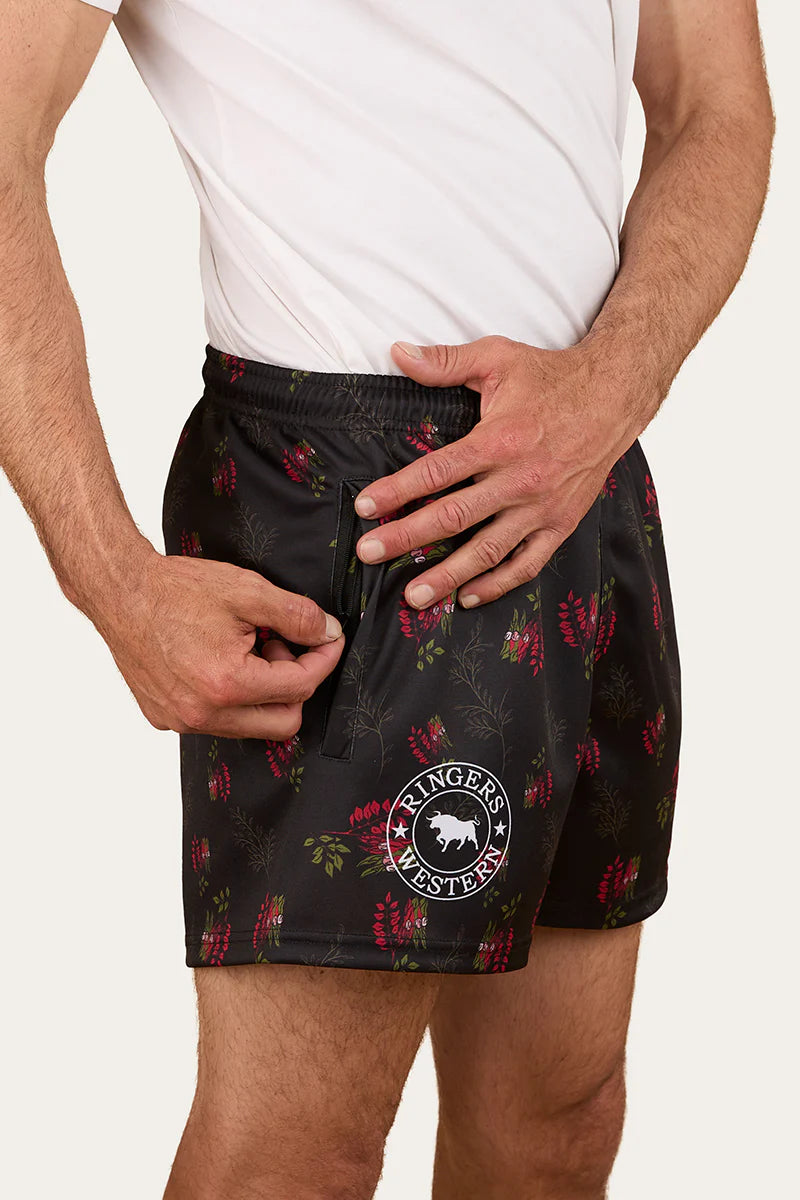 Unisex Rose Of The Desert Footy Shorts - Black