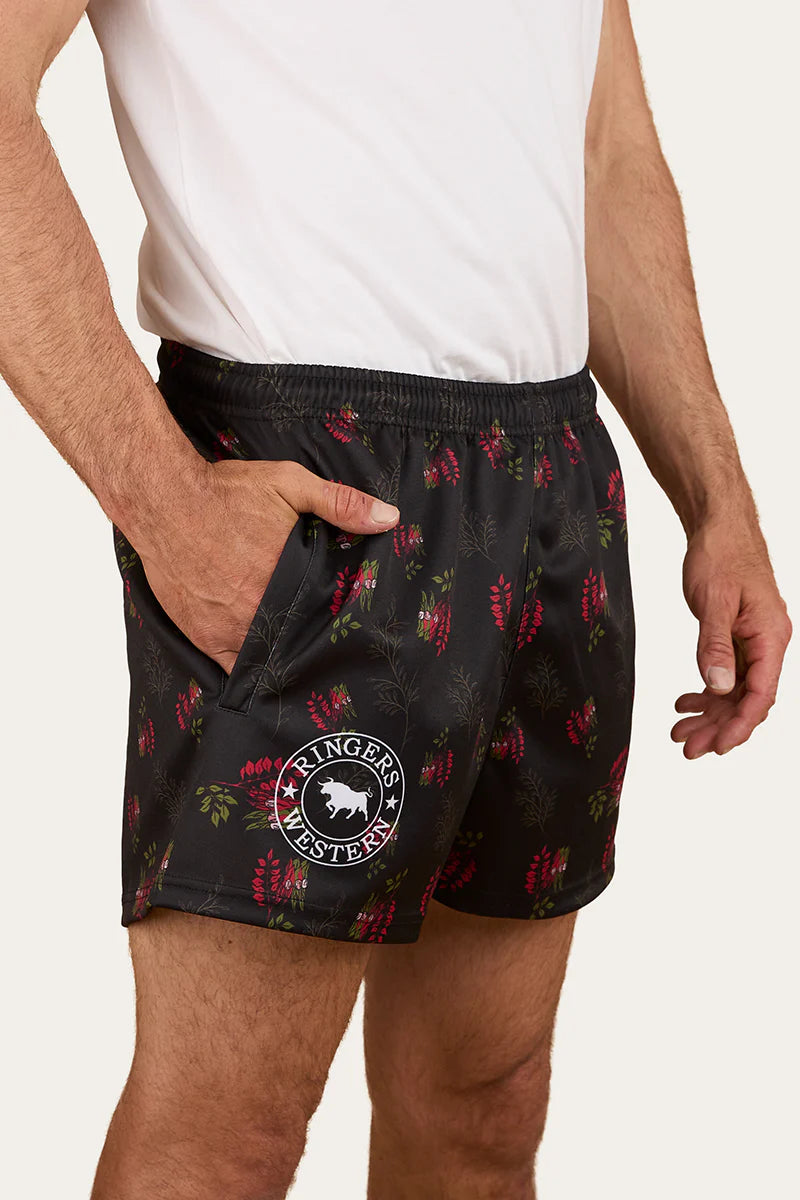 Unisex Rose Of The Desert Footy Shorts - Black
