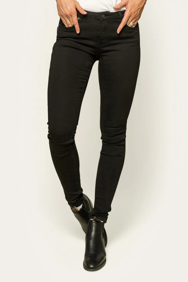 Sophie Womens Mid Rise Skinny Leg Jeans - Black