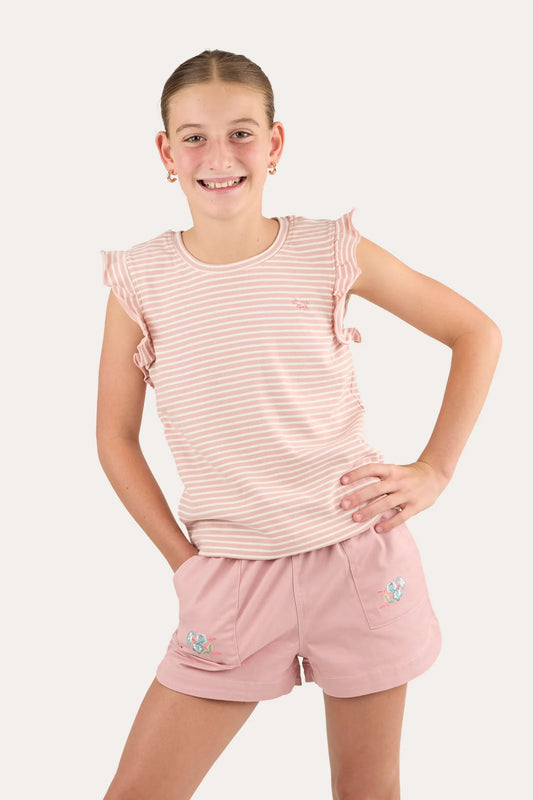 Valentina Kids Ribbed T-Shirt - Pink/White