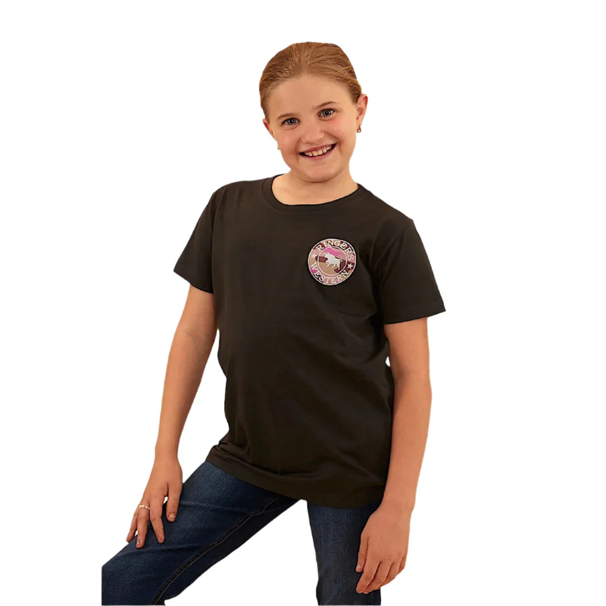 Signature Bull Kids T-Shirt Charcoal/Pink Camo