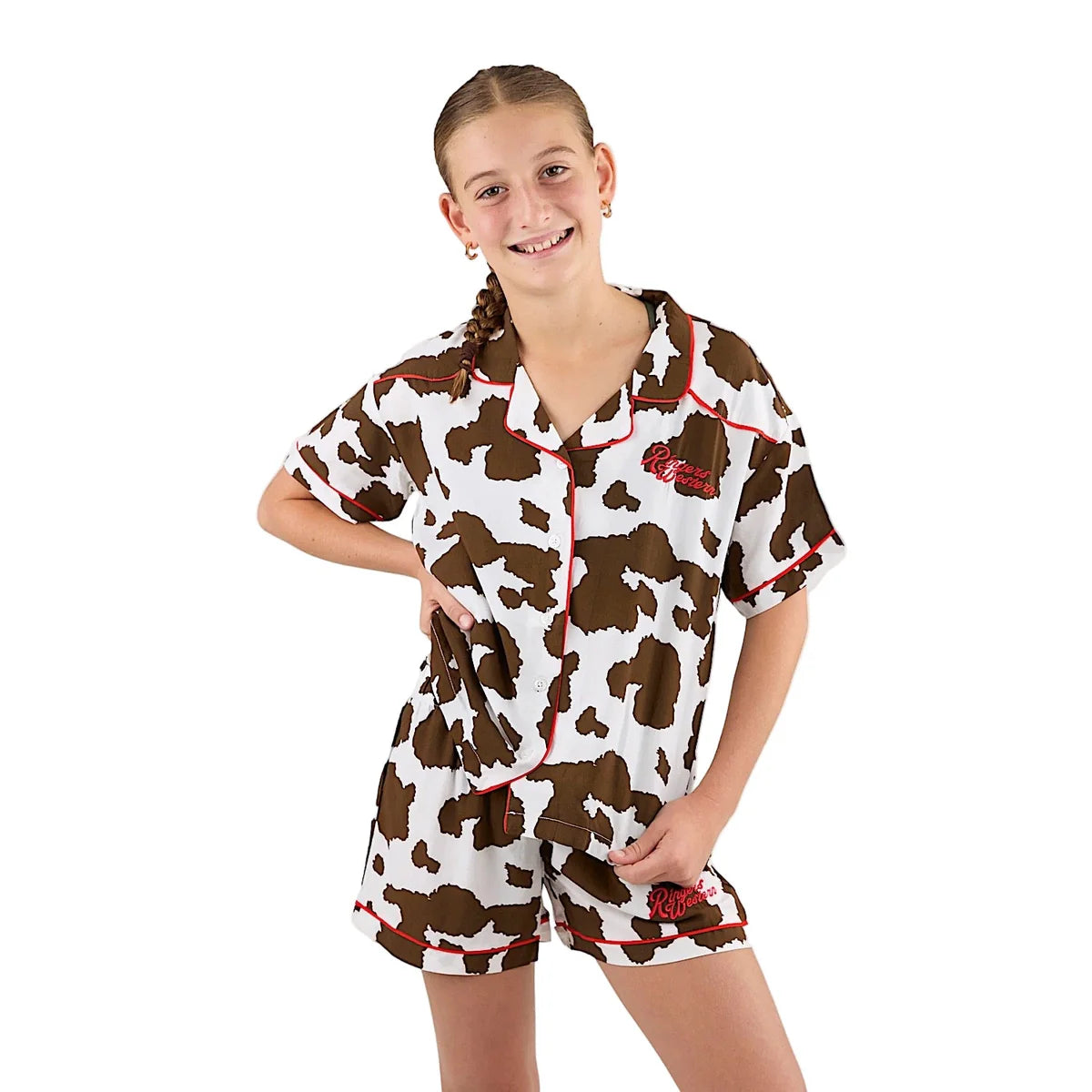 Evadale Kids Short Pyjama Set - White/Chocolate