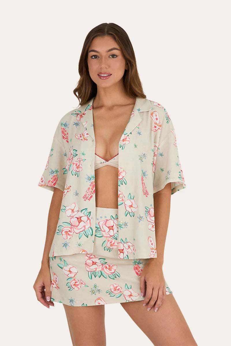 Last Dance Button Down Womens Shirt - Off White