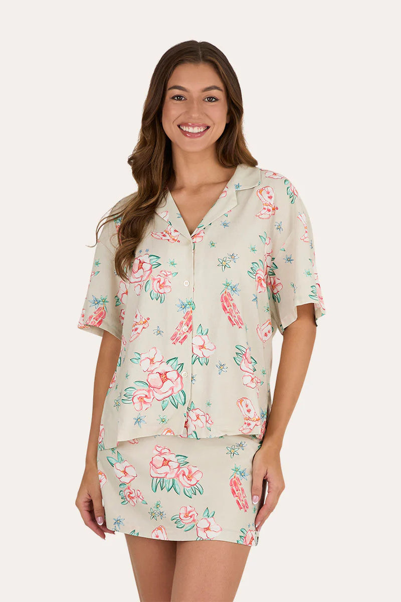 Last Dance Button Down Womens Shirt - Off White
