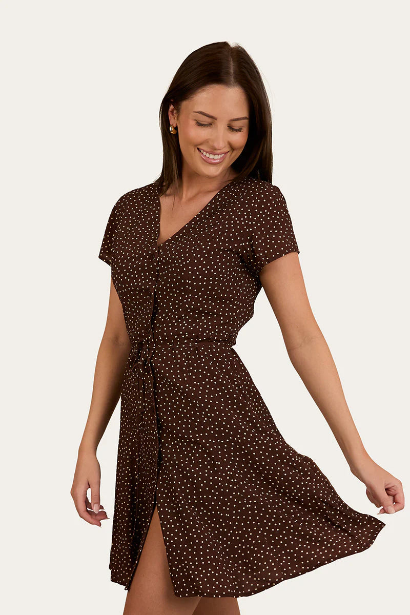 Marrabel Womens Mini Dress - Chocolate/White