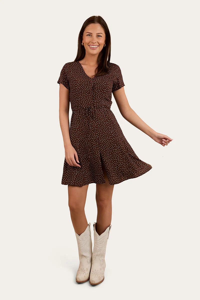 Marrabel Womens Mini Dress - Chocolate/White