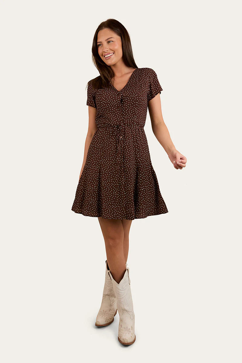 Marrabel Womens Mini Dress - Chocolate/White