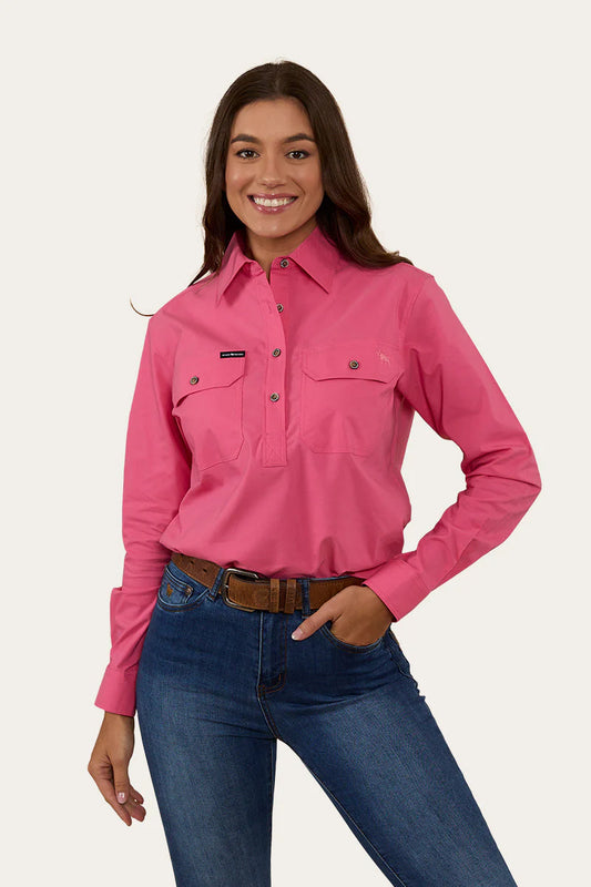 Pentecost River Womens Half Button Work Shirt - Melon