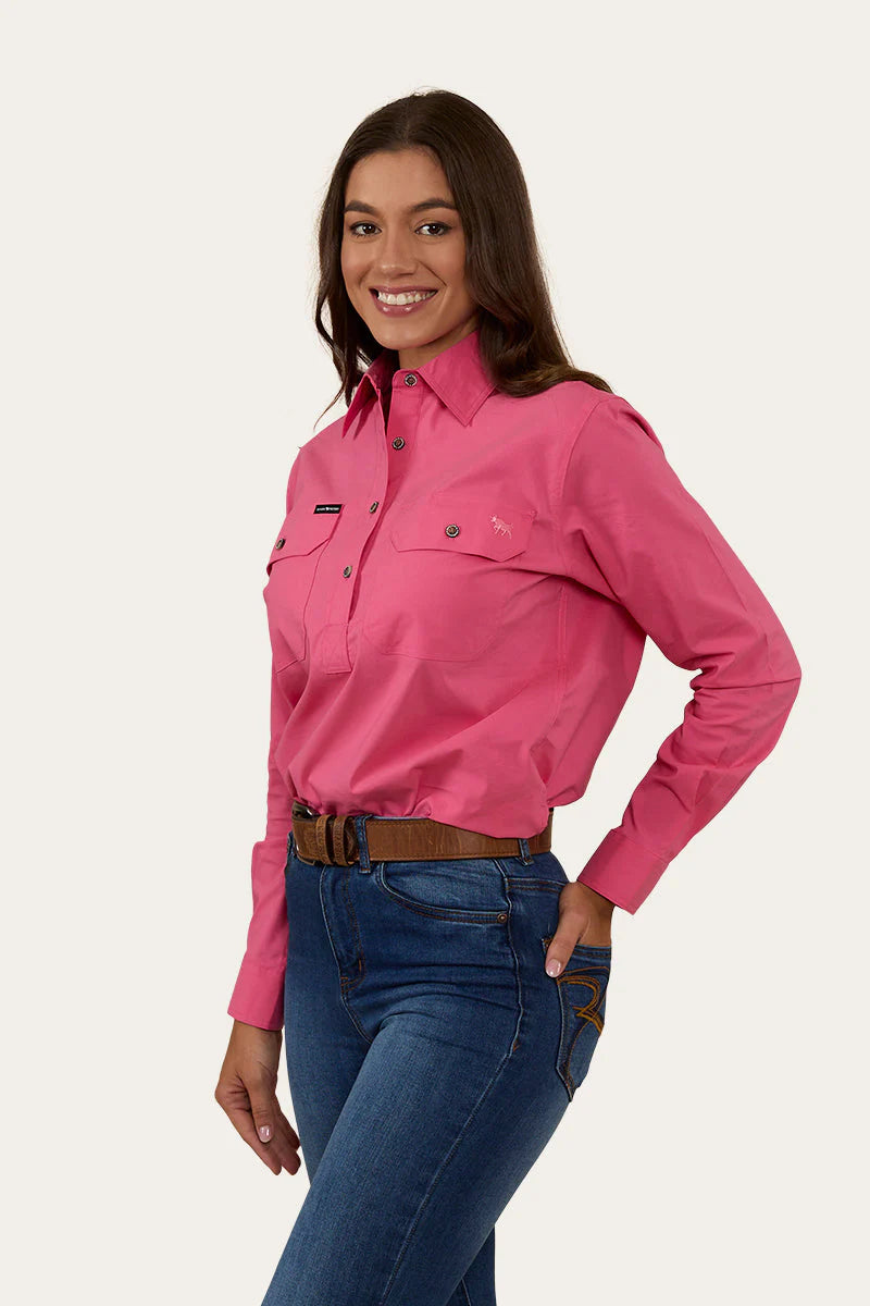 Pentecost River Womens Half Button Work Shirt - Melon