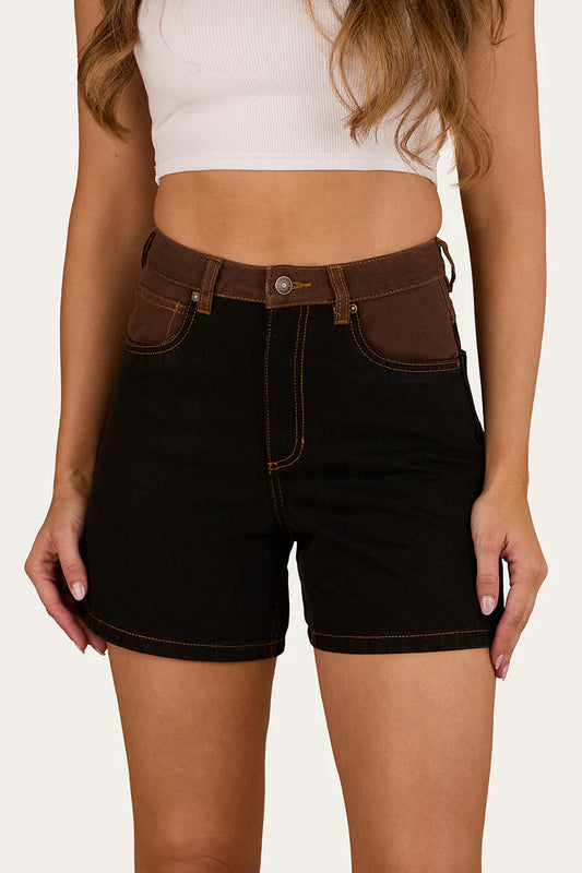 Brandy Womens Denim Shorts - Washed Black