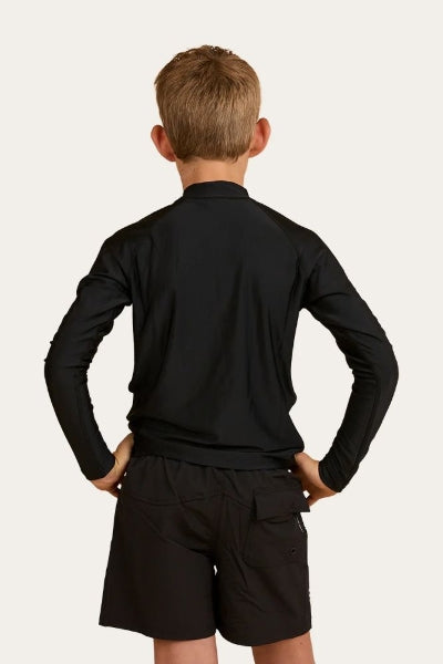 Davey Boys Swim Rashie - Black w/ White