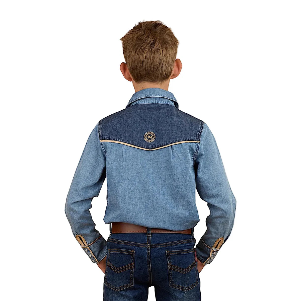 Jaxon Kids Western Shirt - Light Wash Blue