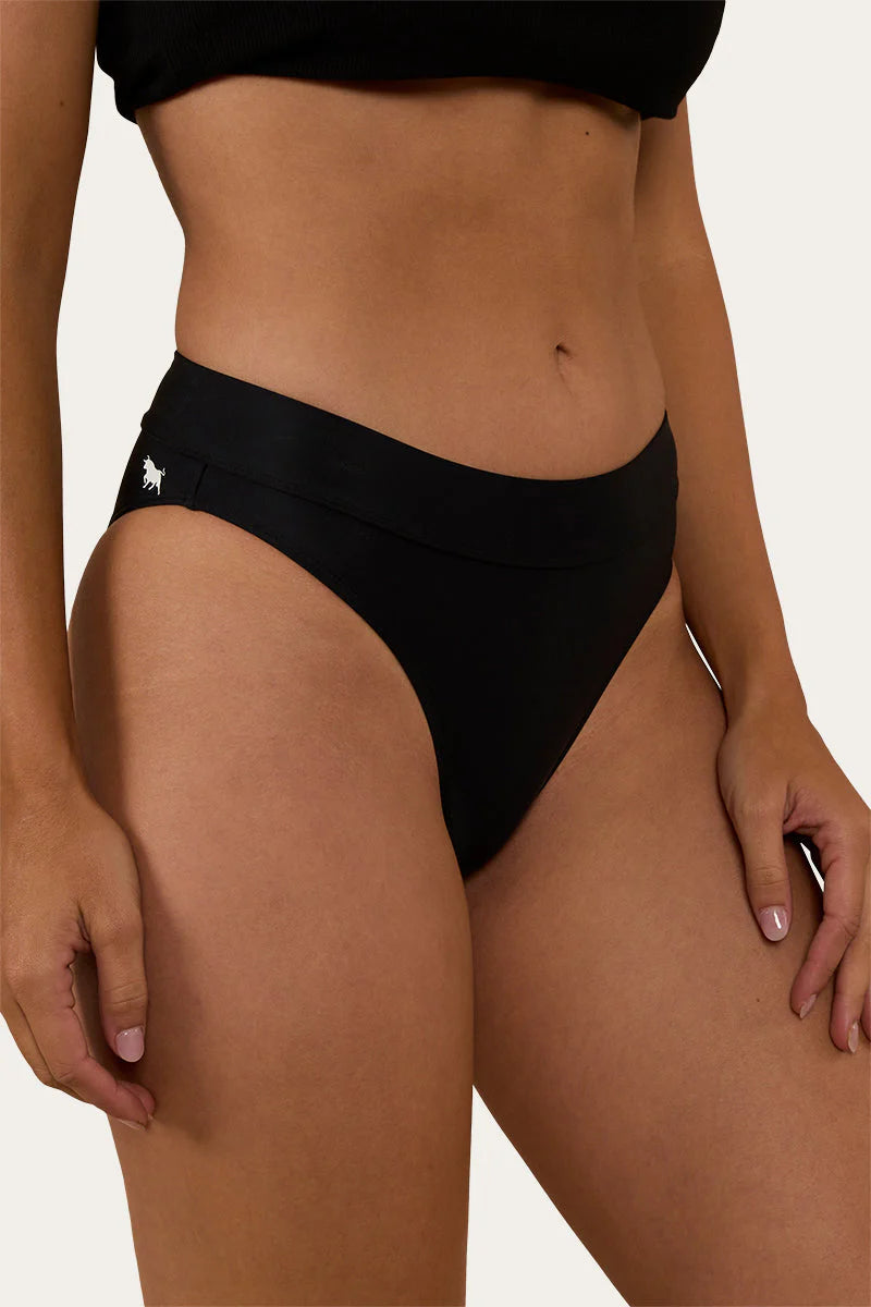 Signature Bull Women’s High Waist Bikini Bottom Black