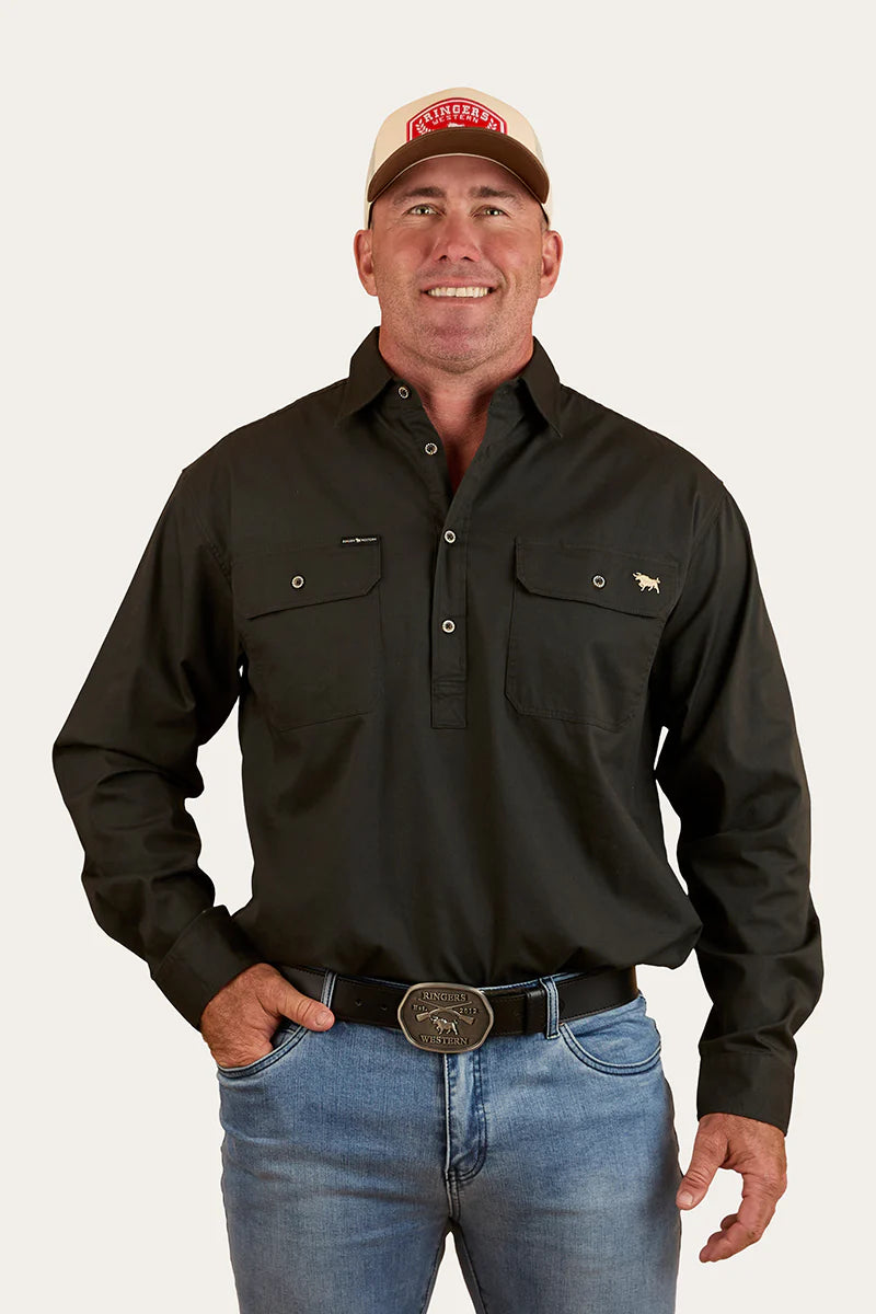 Condor Men’s Half Button Work Shirt - Charcoal