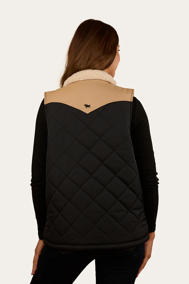 Selwyn Women’s Puffer Vest - Dark Sand/ Black