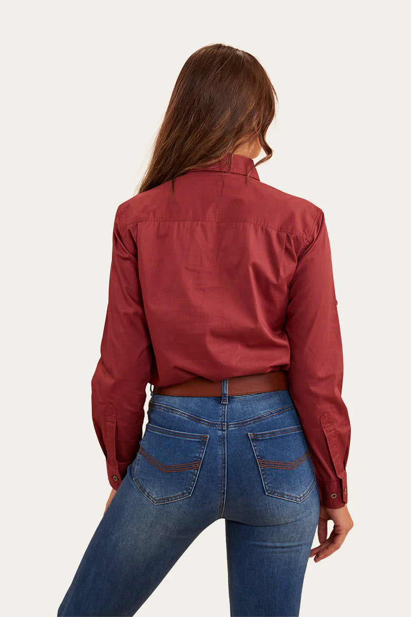 Pentecost River Womens Full Button Work Shirt - Burgundy