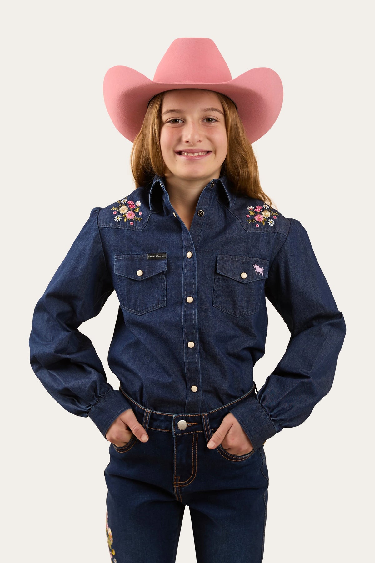 Dahlia Kids Denim Western Shirt