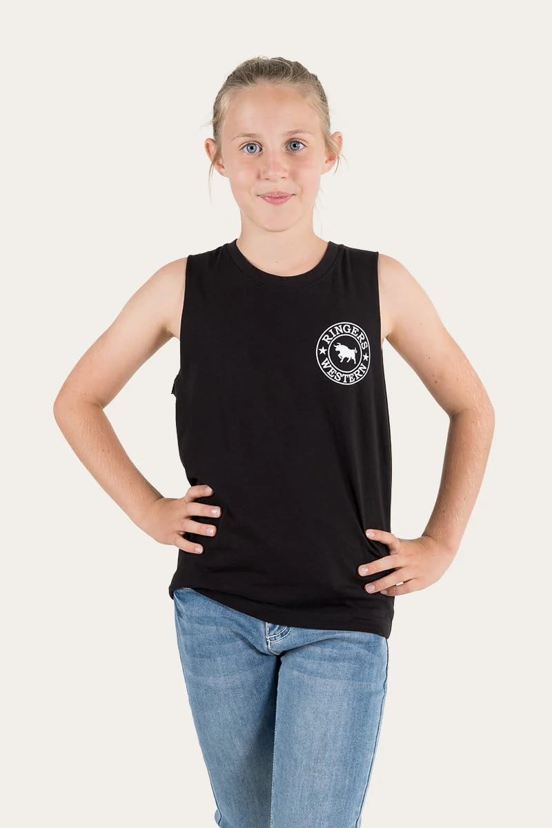 Signature Bull Kids Muscle Tank Black with White