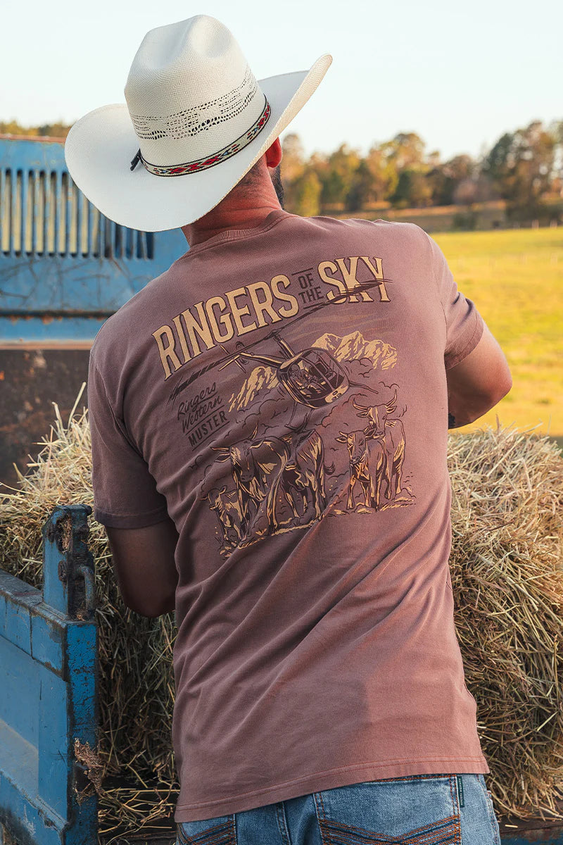 Ringers Of The Sky Men’s Stock Fit T-Shirt - Saddle Brown
