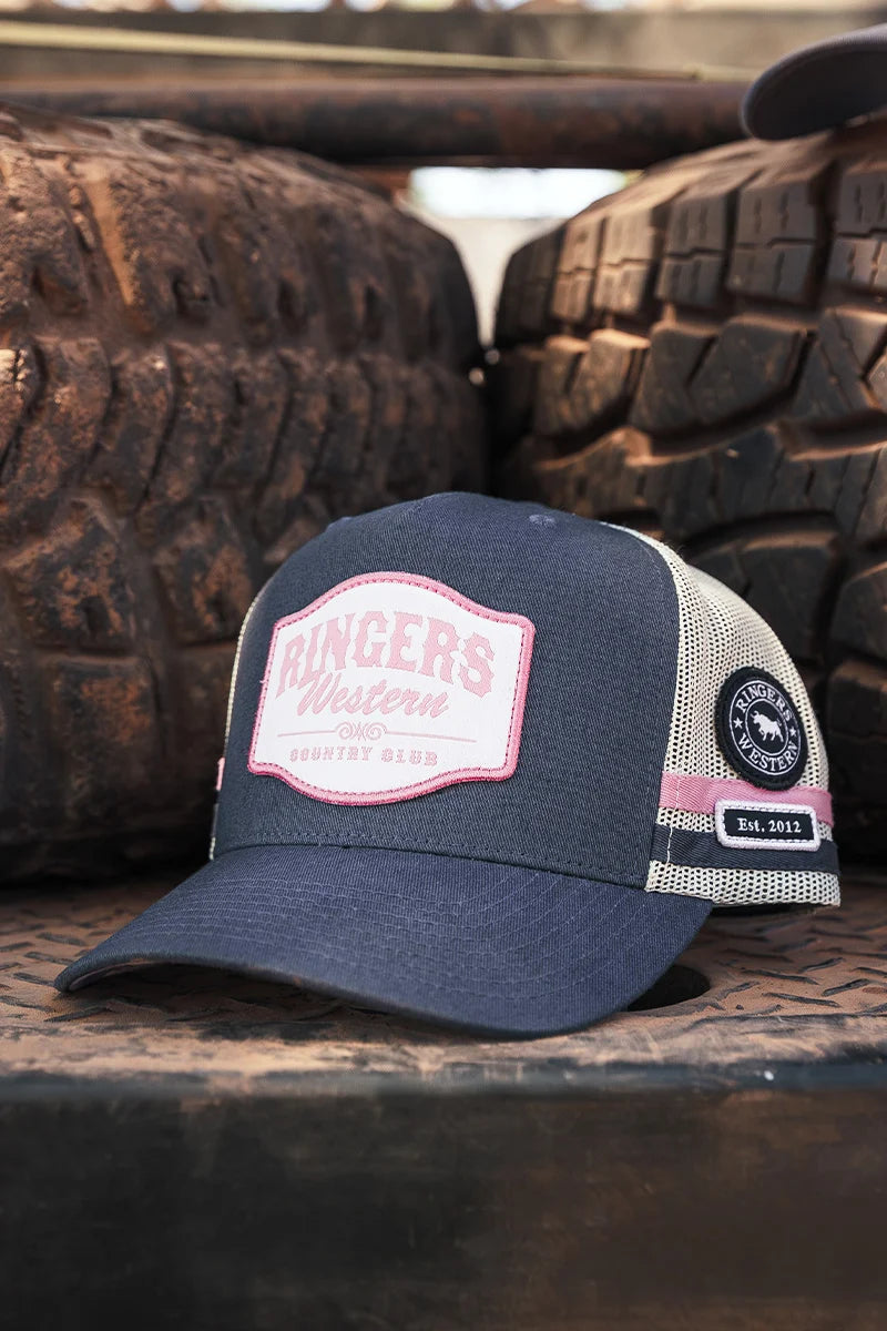 Country Club Deep Fit Trucker Cap - Ballet Pink / charcoal
