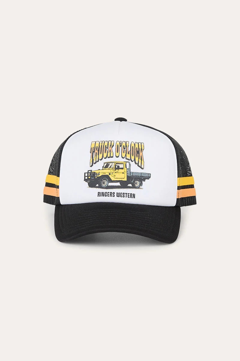 Truck O’Clock Kids Boys Foam Trucker Cap - White/Black