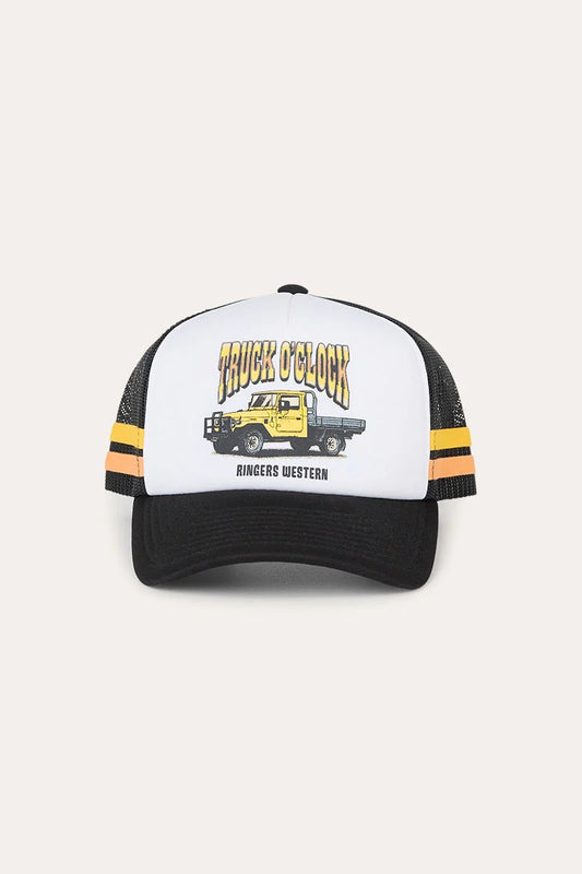 Truck O’Clock Kids Boys Foam Trucker Cap - White/Black